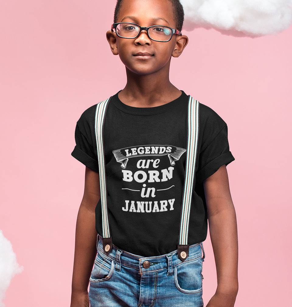 Legends are Born in January Half Sleeves T-Shirt for Boy-FunkyTradition