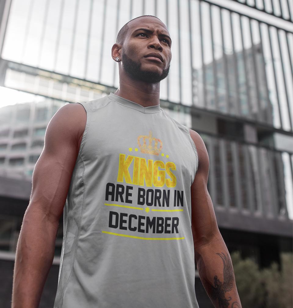 Kings Are Born In December Men Sleeveless T-Shirts-FunkyTradition