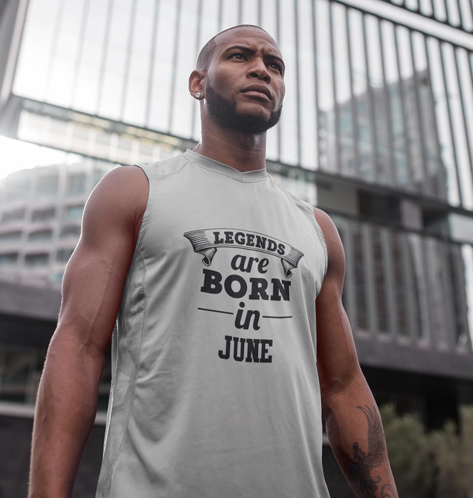 Legends are Born in Jun Men Sleeveless T-Shirts-FunkyTradition