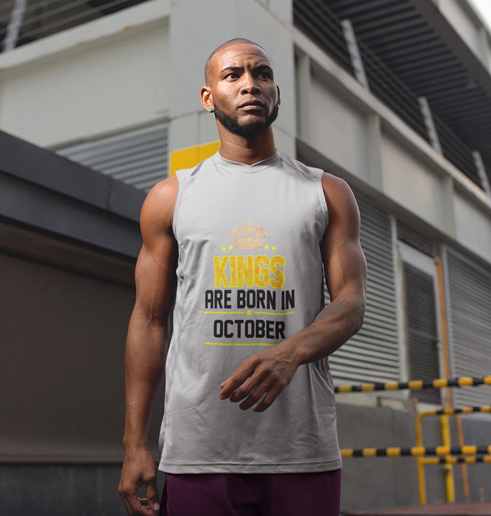 Kings Are Born In October Men Sleeveless T-Shirts-FunkyTradition