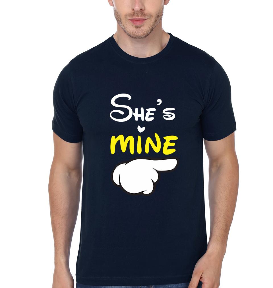 He is Mine She is Mine Couple Half Sleeves T-Shirts -FunkyTradition