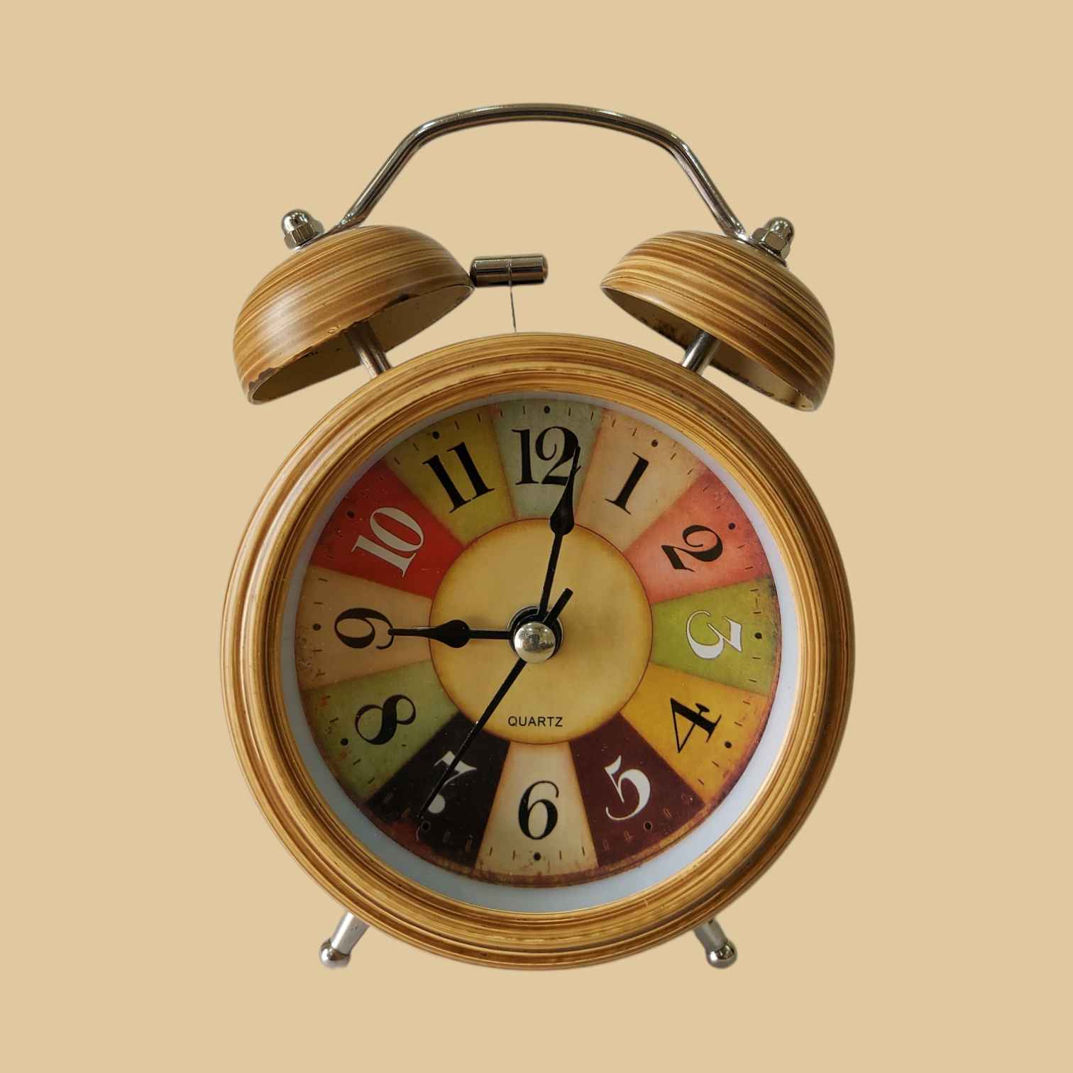 Wooden Texture Assorted Design Royal Retro Style Alarm Kids Room Table Clock-FunkyTradition