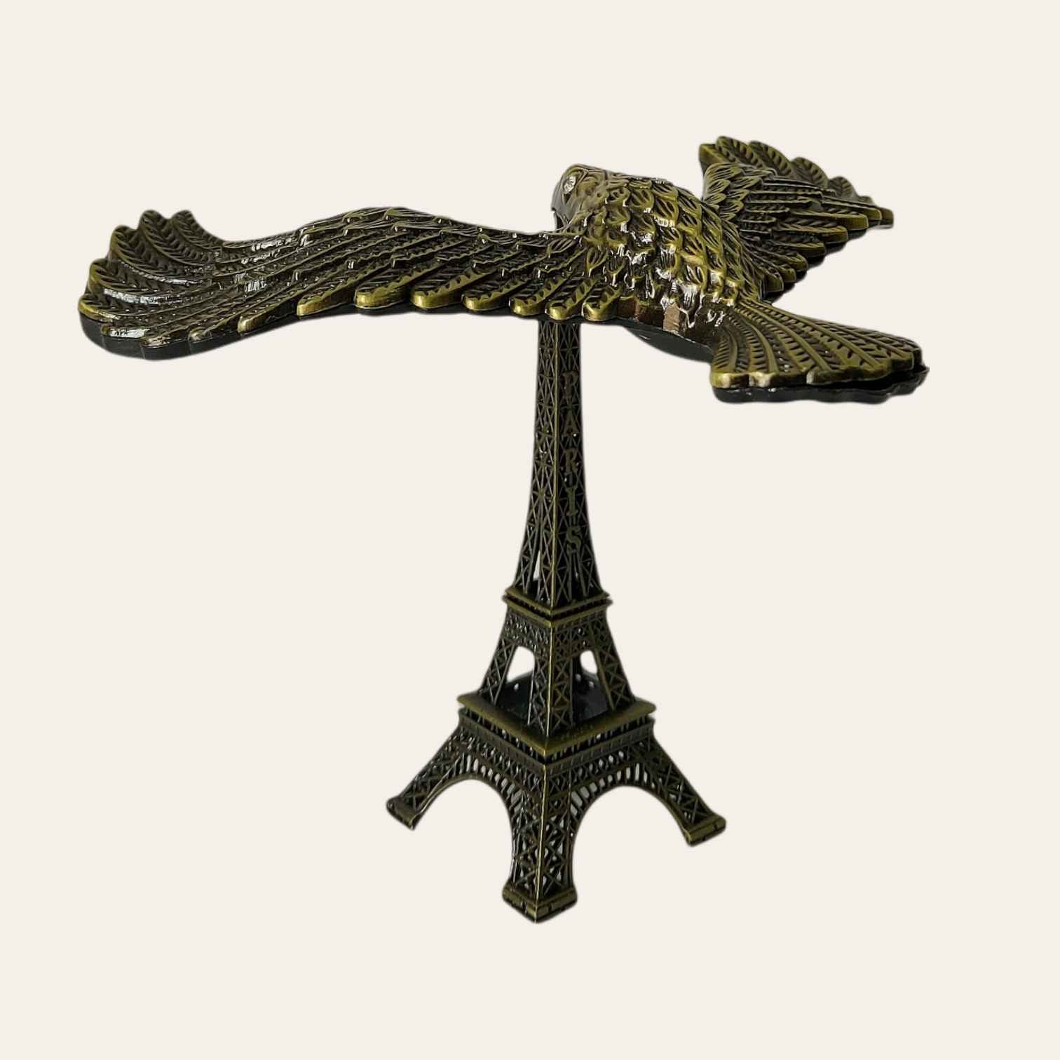 FunkyTradition Eiffel Tower Statue with Balance Eagle Metal Showpiece | Birthday Anniversary Gift and Home Office Decor