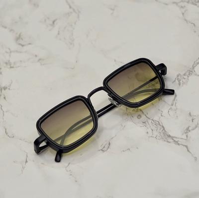 Shaded Yellow And Black Retro Square Sunglasses For Men And Women-FunkyTradition