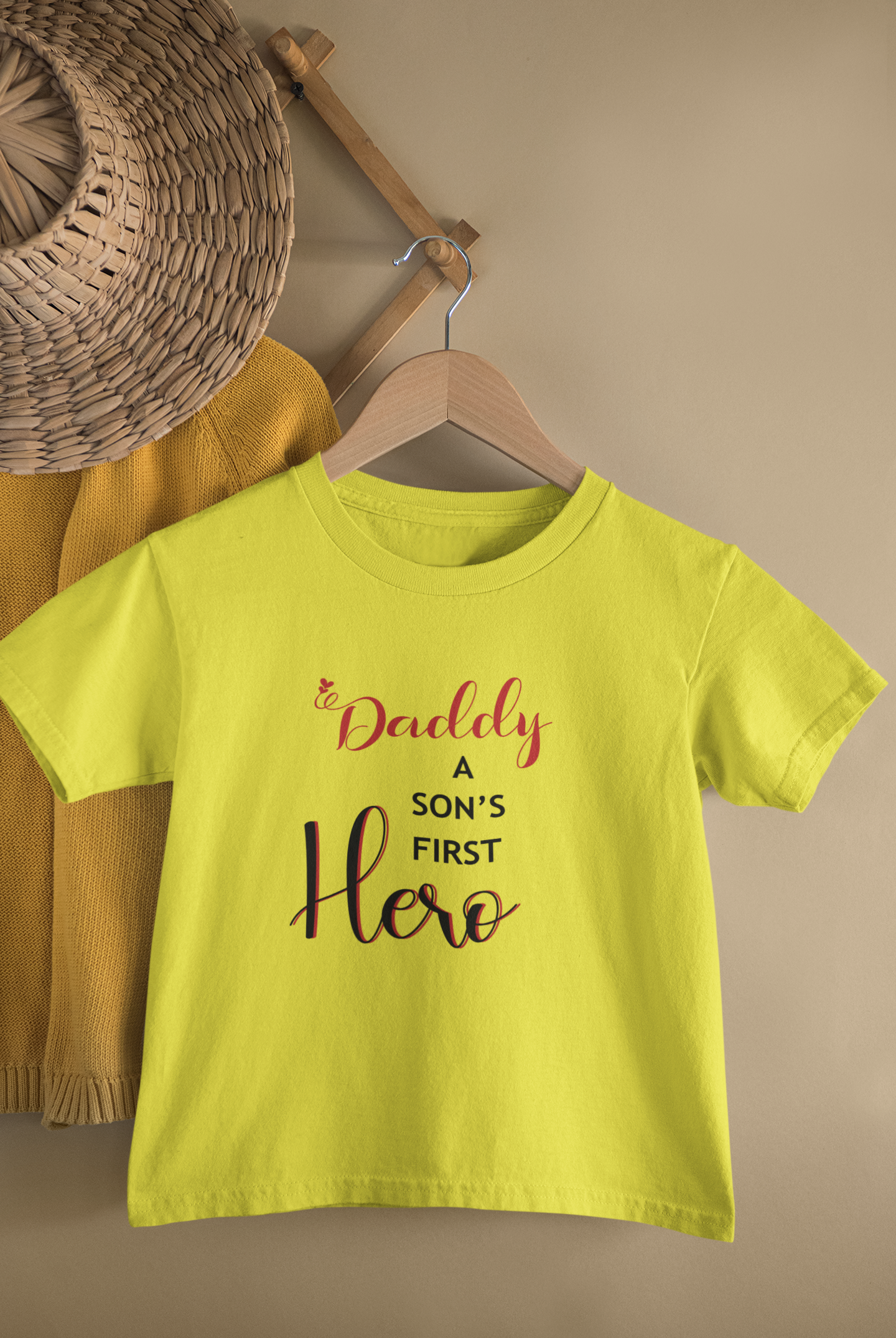 Daddy A Sons First Hero Father and Son Yellow Matching T-Shirt- FunkyTradition