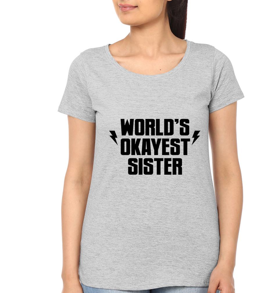 FunkyTradition Okayest Brother Sister Grey Half Sleeves T Shirt