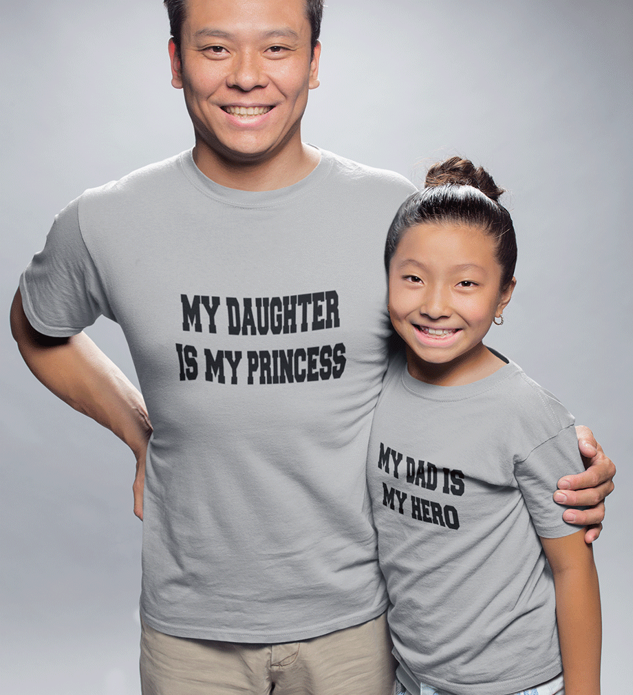 My Dad Is My hero & My Daughter Is My princess Father and Daughter Matching T-Shirt- FunkyTradition
