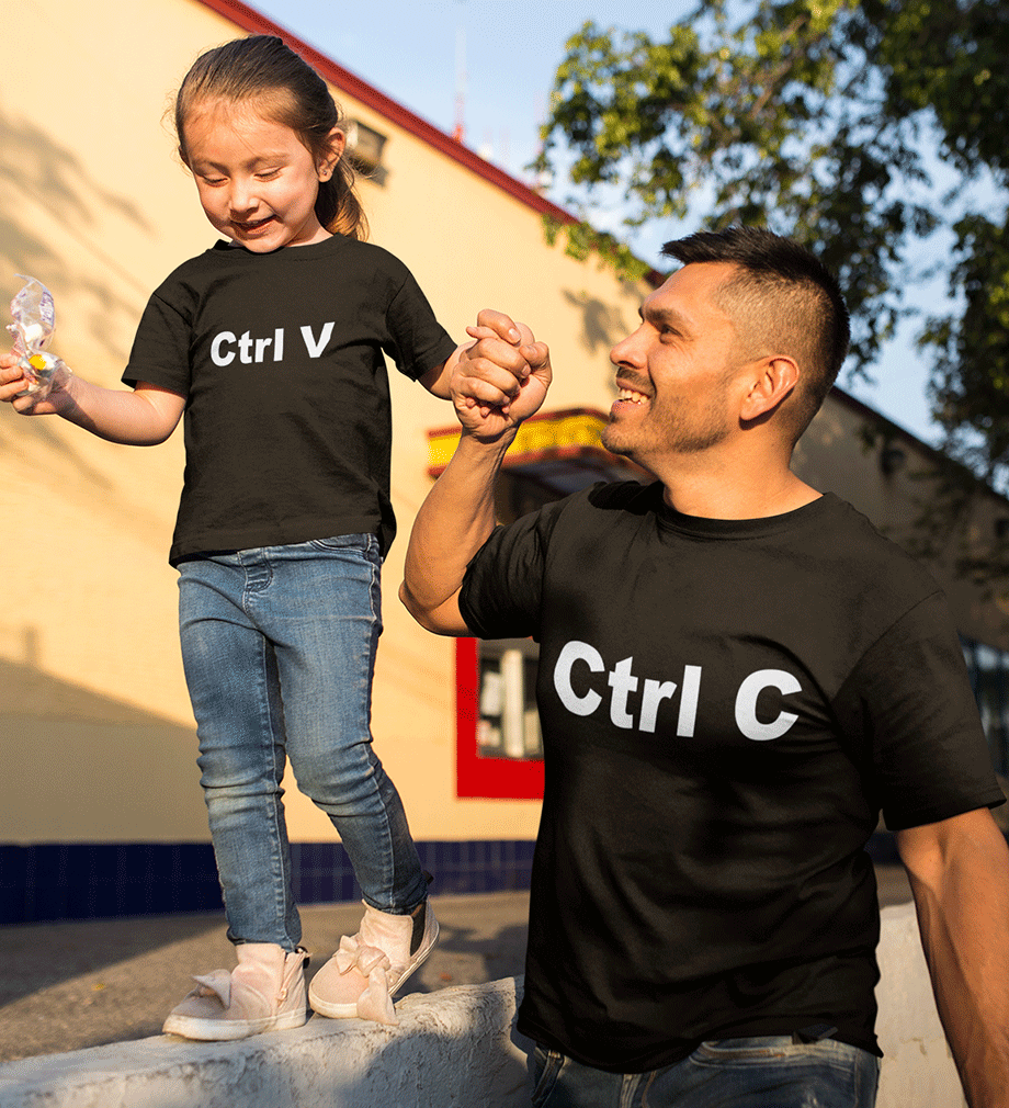 Ctrl C & Ctrl V Father and Daughter Matching T-Shirt- FunkyTradition