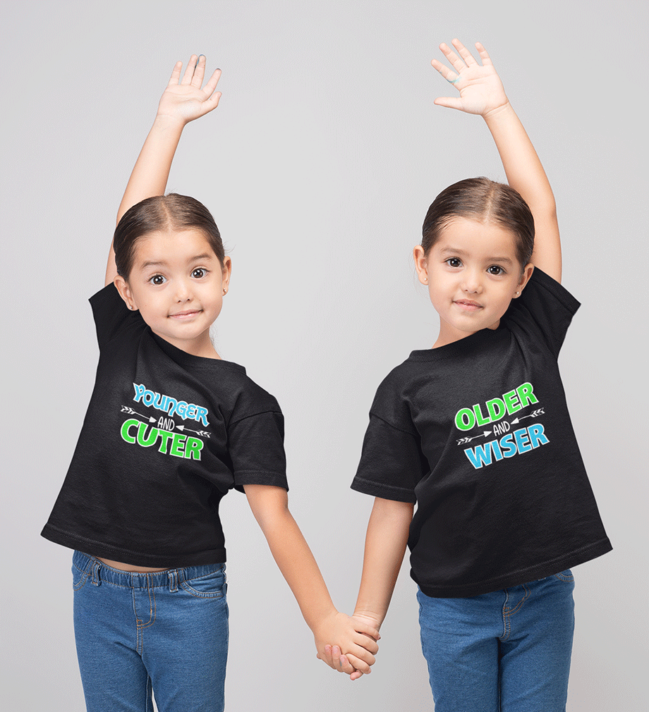 Older Younger Sister-Sister Kids Half Sleeves T-Shirts -FunkyTradition