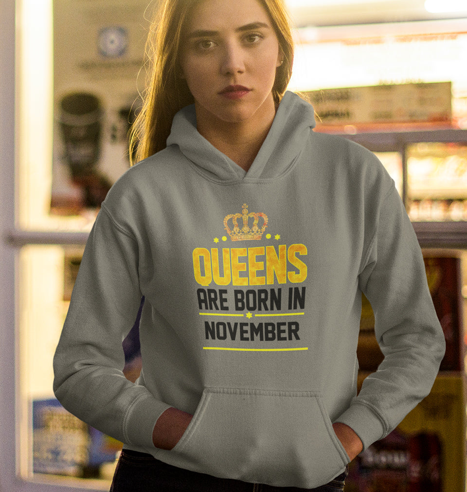 Queens Are Born In November Hoodies for Women-FunkyTradition