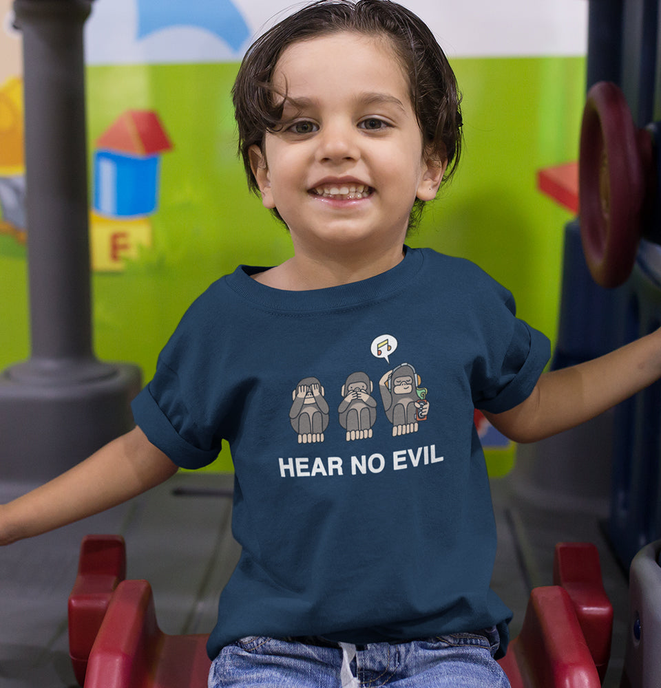 Hear no evil Half Sleeves T-Shirt for Boy-FunkyTradition