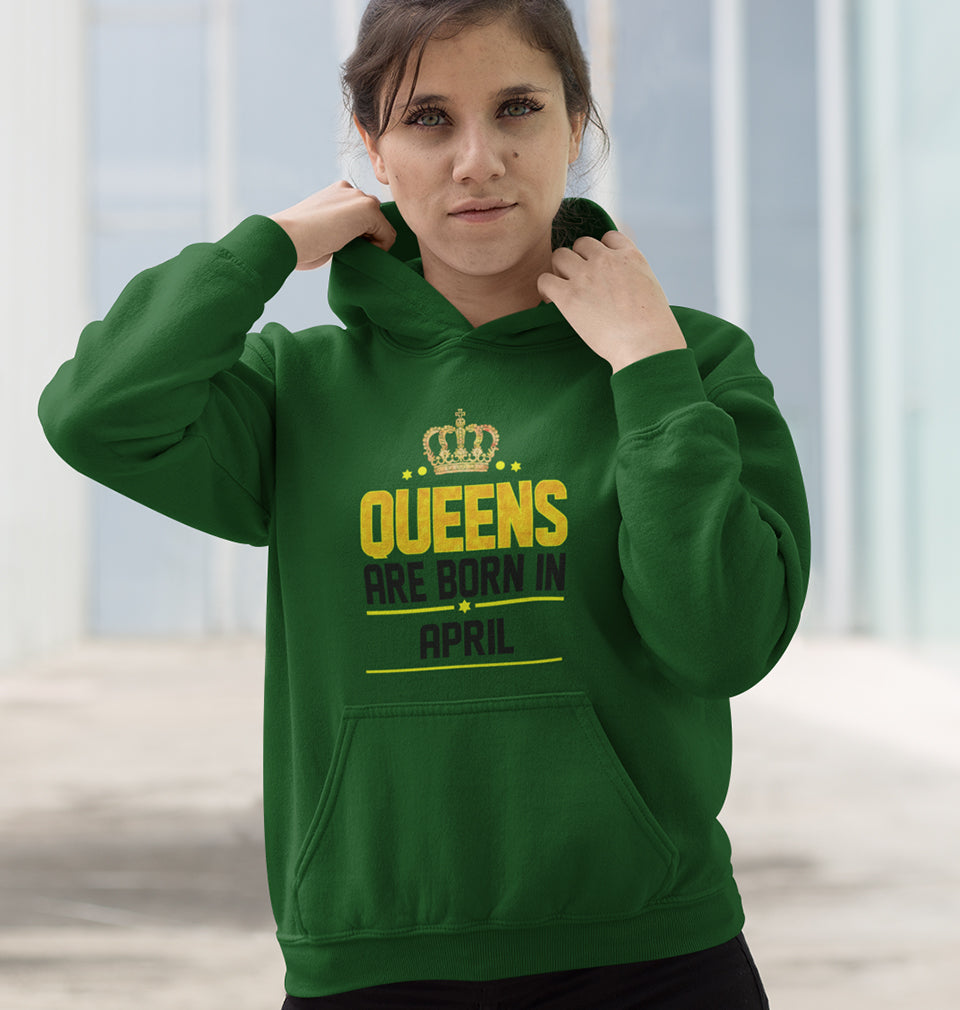 Queens Are Born In April Hoodies for Women-FunkyTradition
