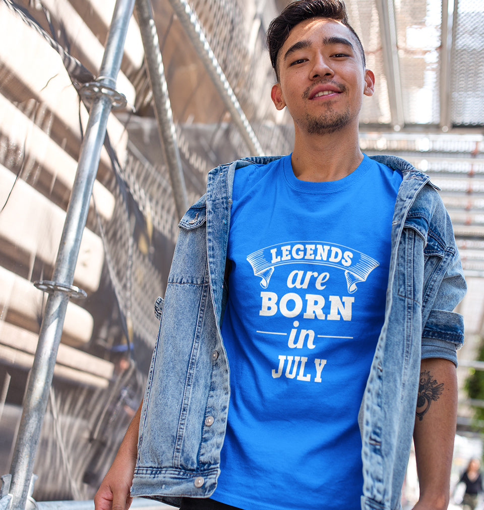 Legends are Born in July Half Sleeves T-Shirt For Men-FunkyTradition