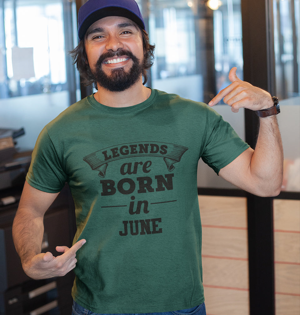 Legends are Born in June Half Sleeves T-Shirt For Men-FunkyTradition