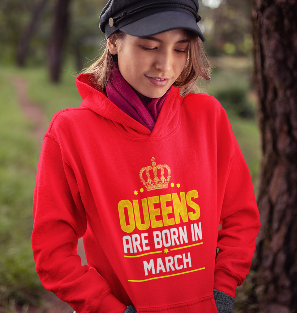 Queens Are Born In March Hoodies for Women-FunkyTradition