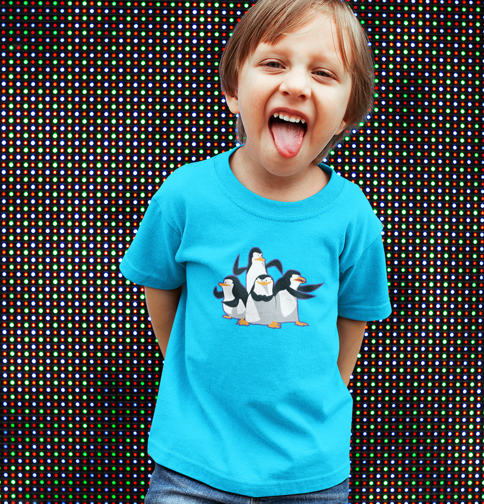 Penguins Fun Mode Looking Half Sleeves T-Shirt for Boy-FunkyTradition