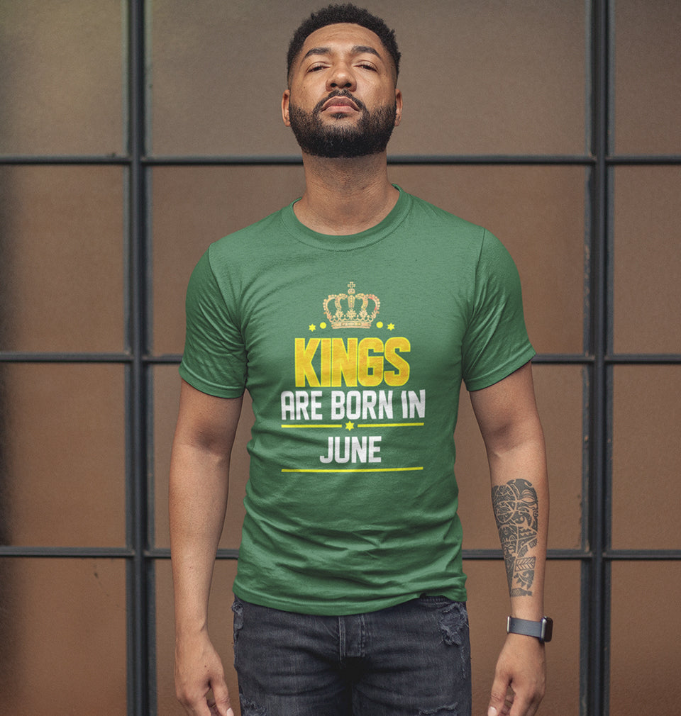 Kings Are Born In June Half Sleeves T-Shirt For Men-FunkyTradition
