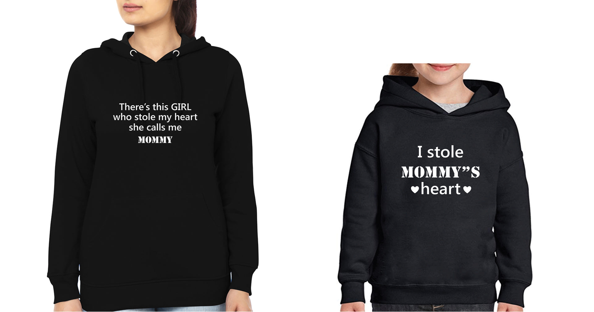 There Is  girl Who Stole My Heart I Stole Mommy's Heart Mother and Daughter Matching Hoodies- FunkyTradition