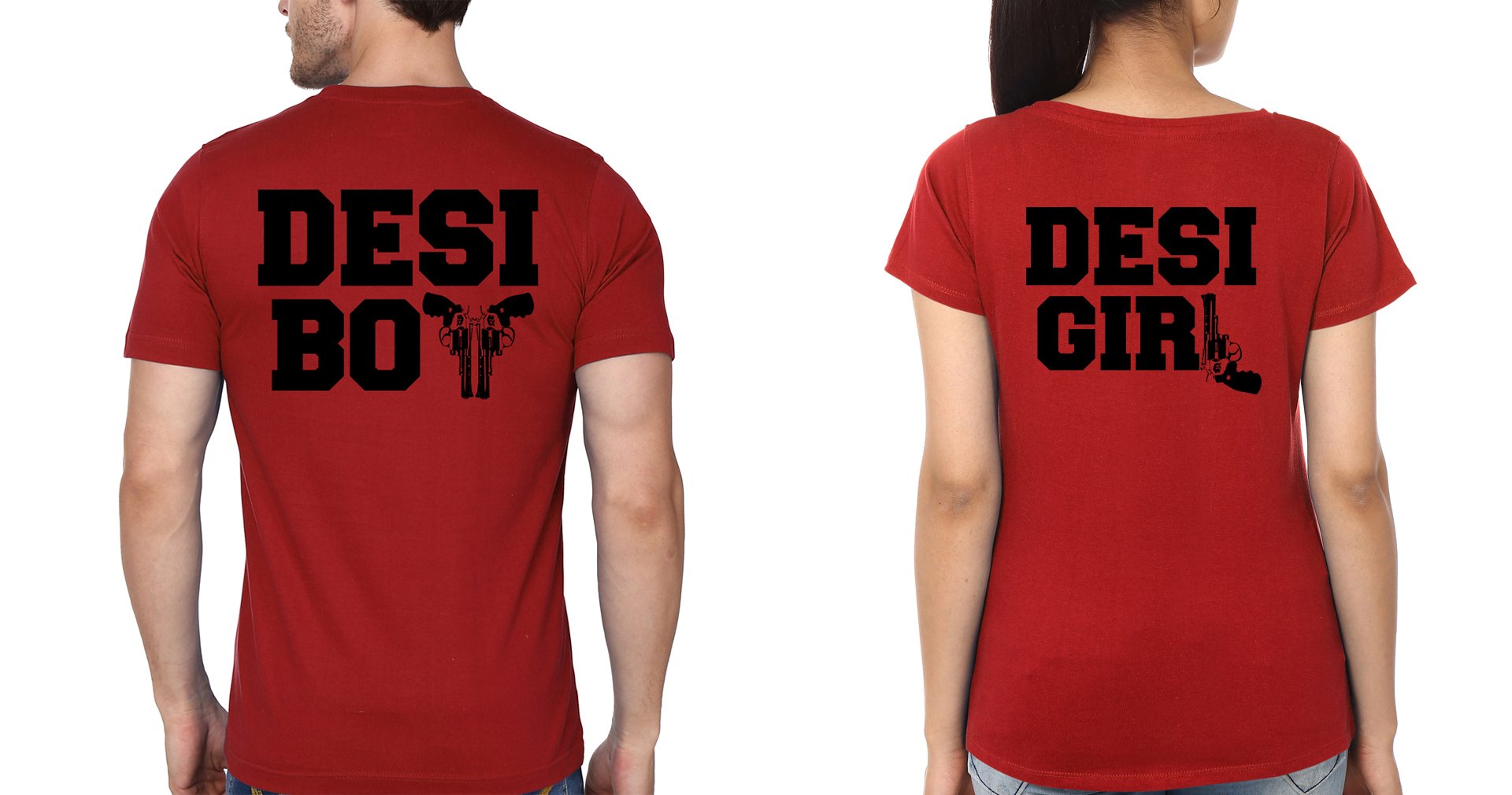 Desi Boy & Desi Girl Couple Half Sleeves T-Shirts -FunkyTees