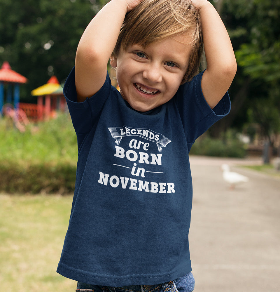 Legends are Born in November Half Sleeves T-Shirt for Boy-FunkyTradition