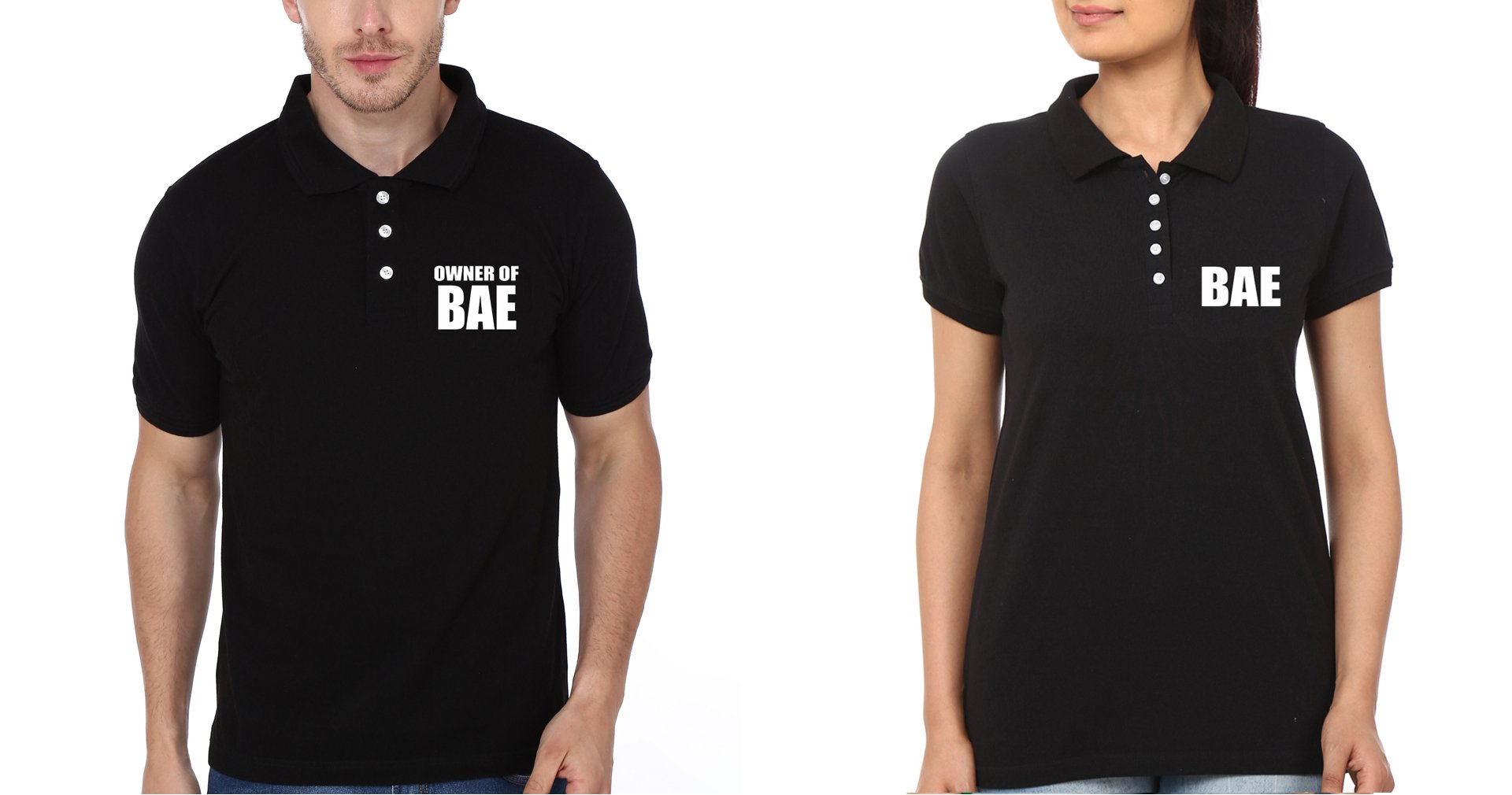 Pocket BAE&Owner of BAE Couple Polo Half Sleeves T-Shirts -FunkyTees