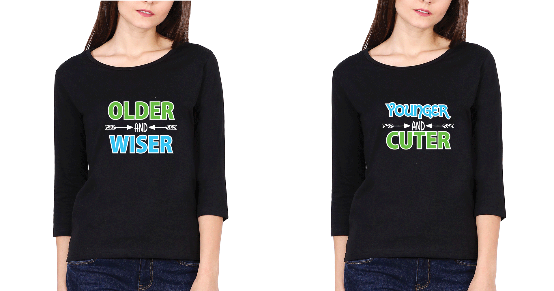 Older & Younger Sister Sister Full Sleeves T-Shirts -FunkyTradition