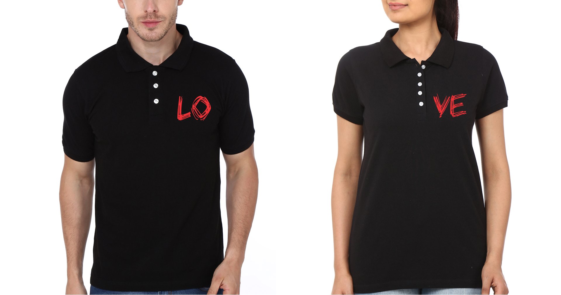 Pocket Love Couple Polo Half Sleeves T-Shirts -FunkyTradition