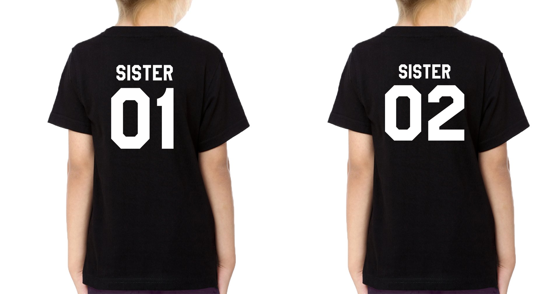 Sister 01 02 Sister-Sister Kids Half Sleeves T-Shirts -FunkyTradition