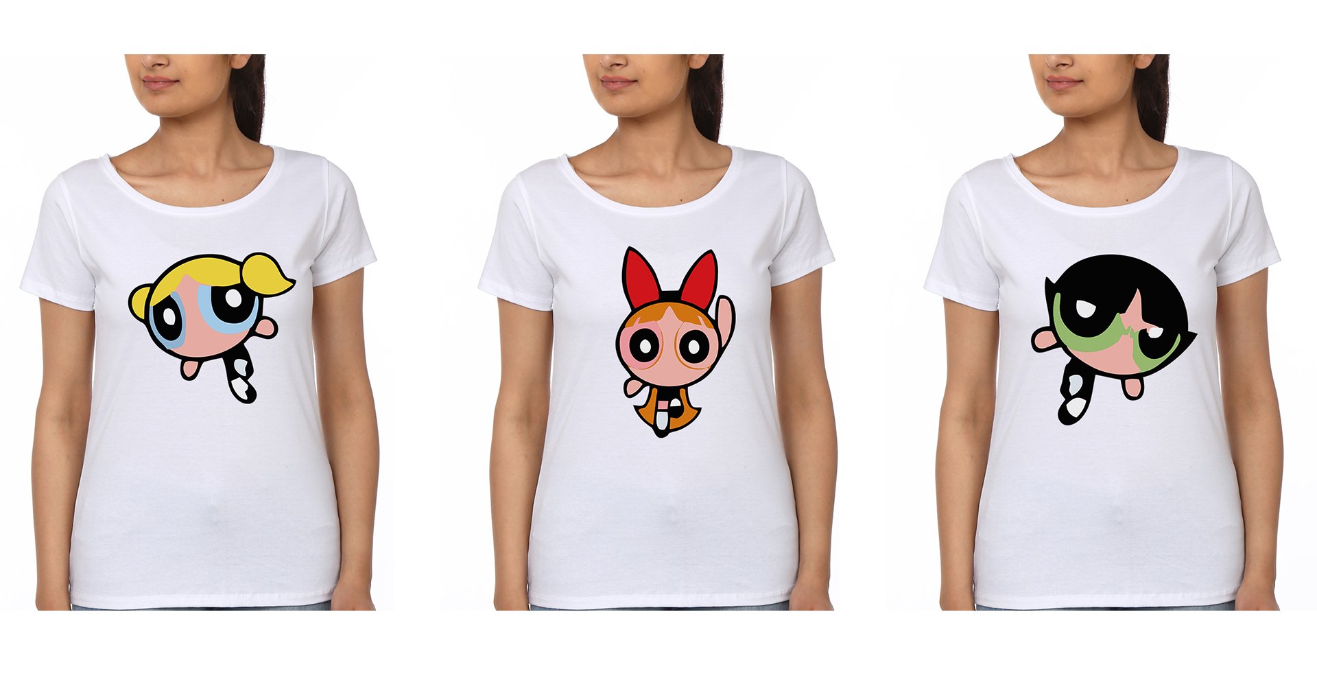 Power Puff Girls BFF Half Sleeves T-Shirts-FunkyTradition