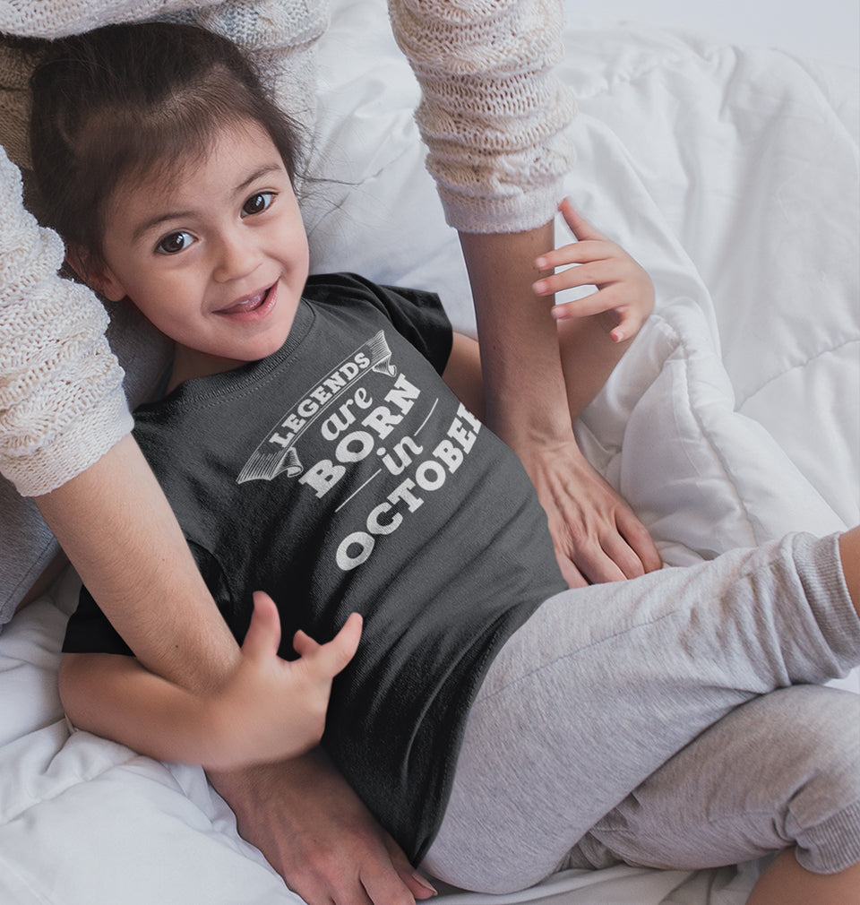 Legends are Born in October Half Sleeves T-Shirt For Girls -FunkyTradition