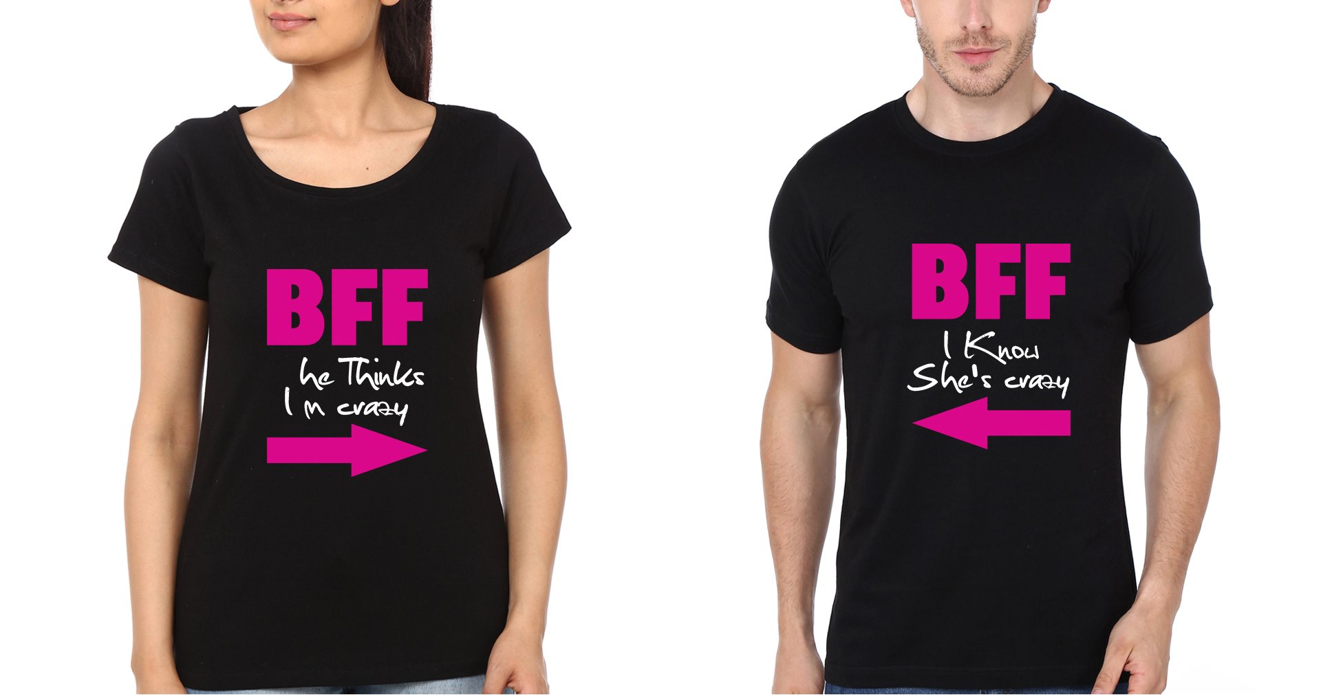 She is Crazy BFF Half Sleeves T-Shirts-FunkyTradition