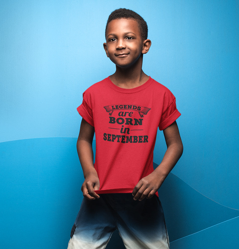 Legends are Born in September Half Sleeves T-Shirt for Boy-FunkyTradition