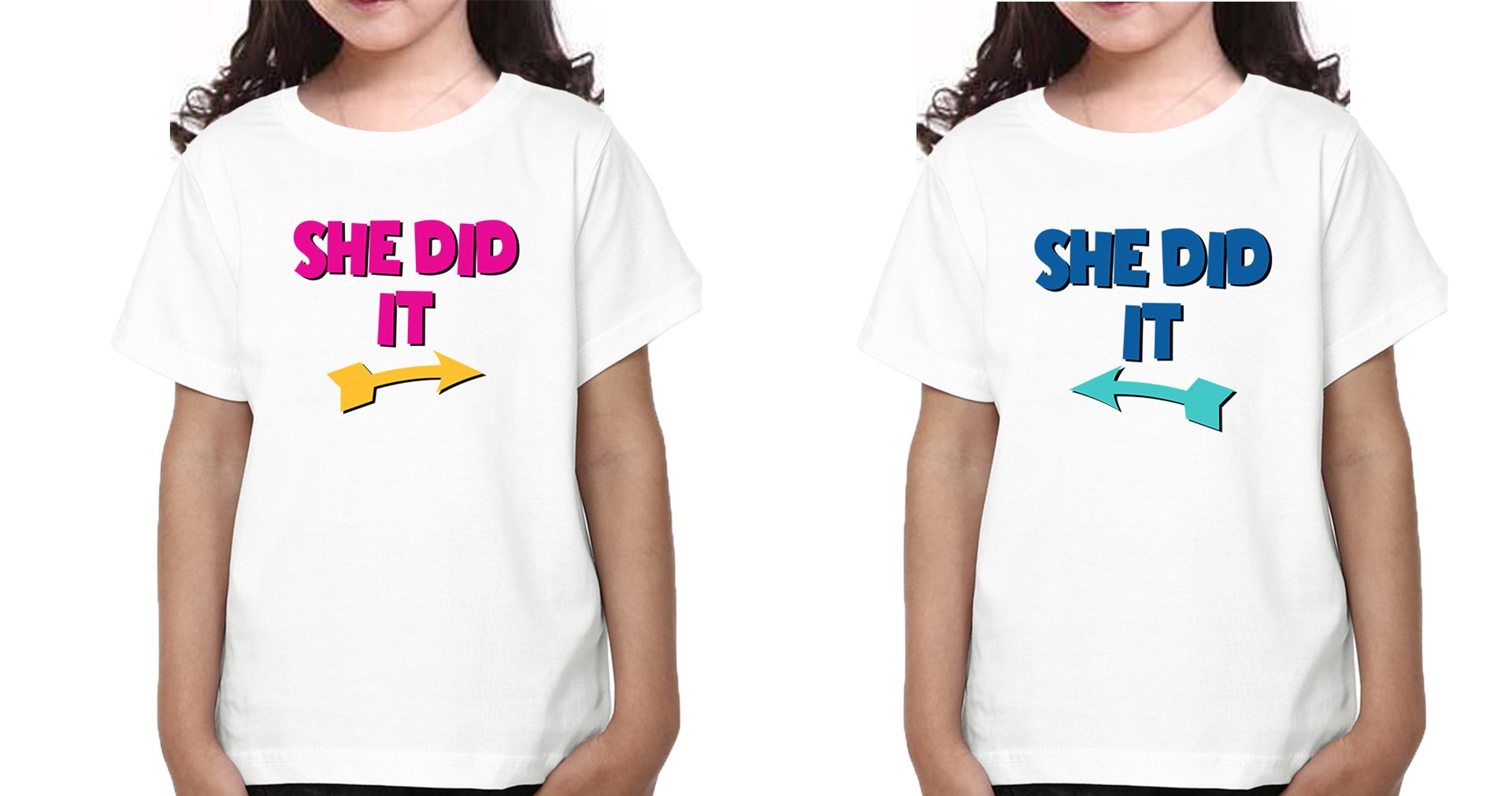 She Did it Sister-Sister Kids Half Sleeves T-Shirts -FunkyTradition