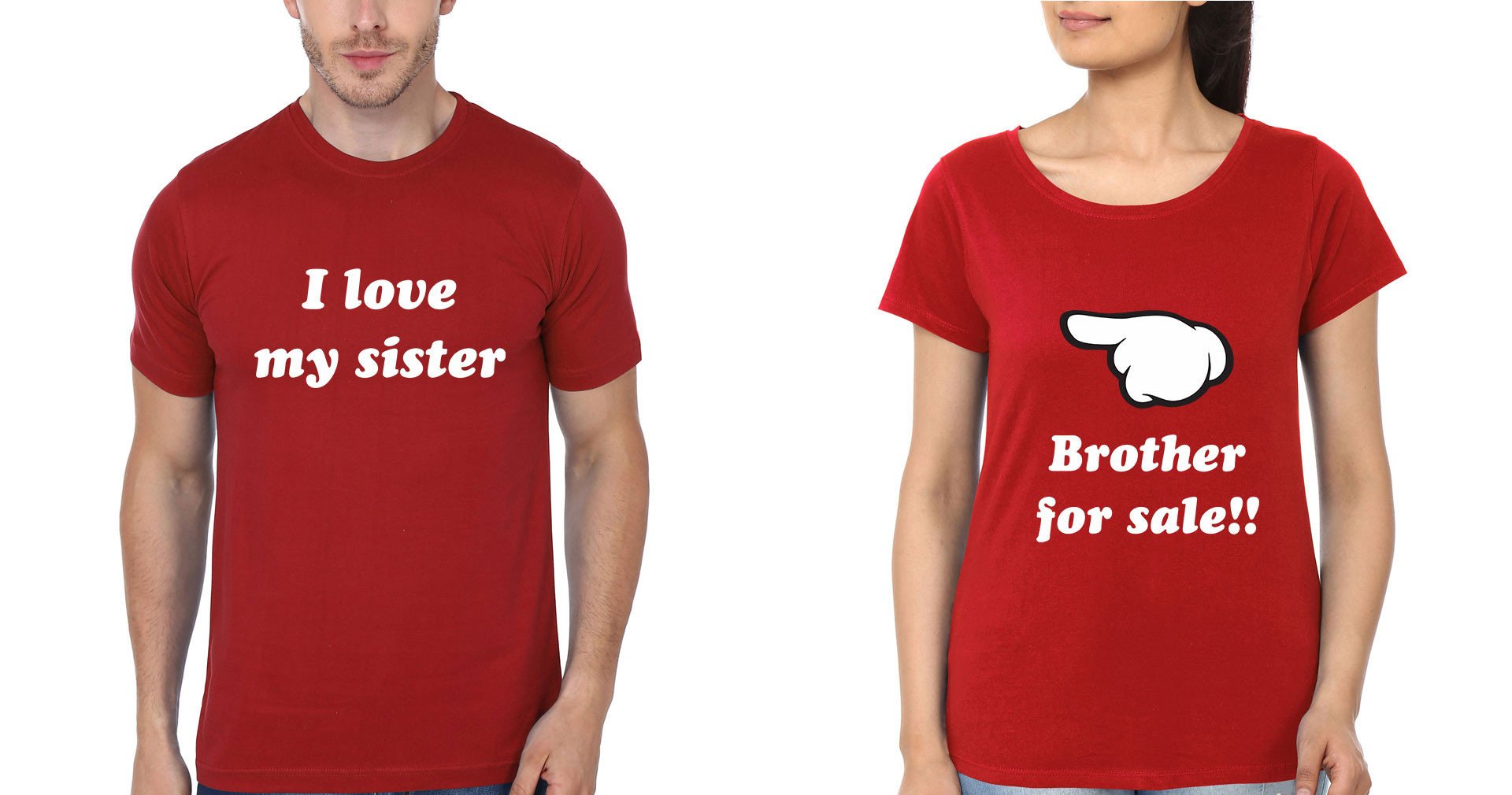 FunkyTradition I Love My Brother Sister Brother Sister Red Half Sleeves T Shirt
