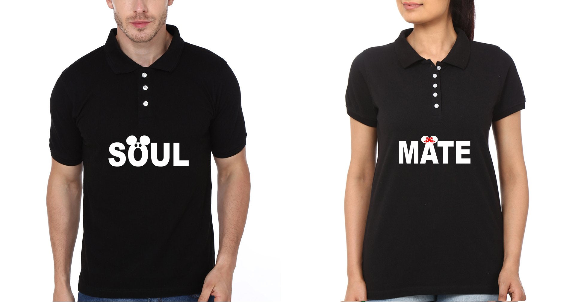 Soul Mate Couple Polo Half Sleeves T-Shirts -FunkyTradition