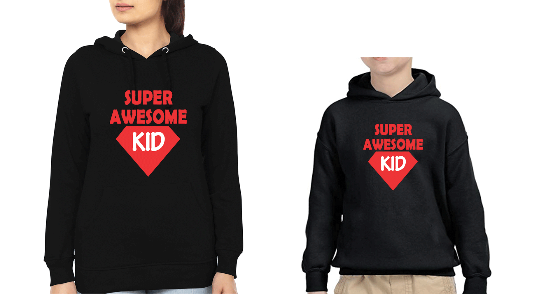 Super Awesome Kid Super Awesome Mom Mother and Son Matching Hoodies- FunkyTradition
