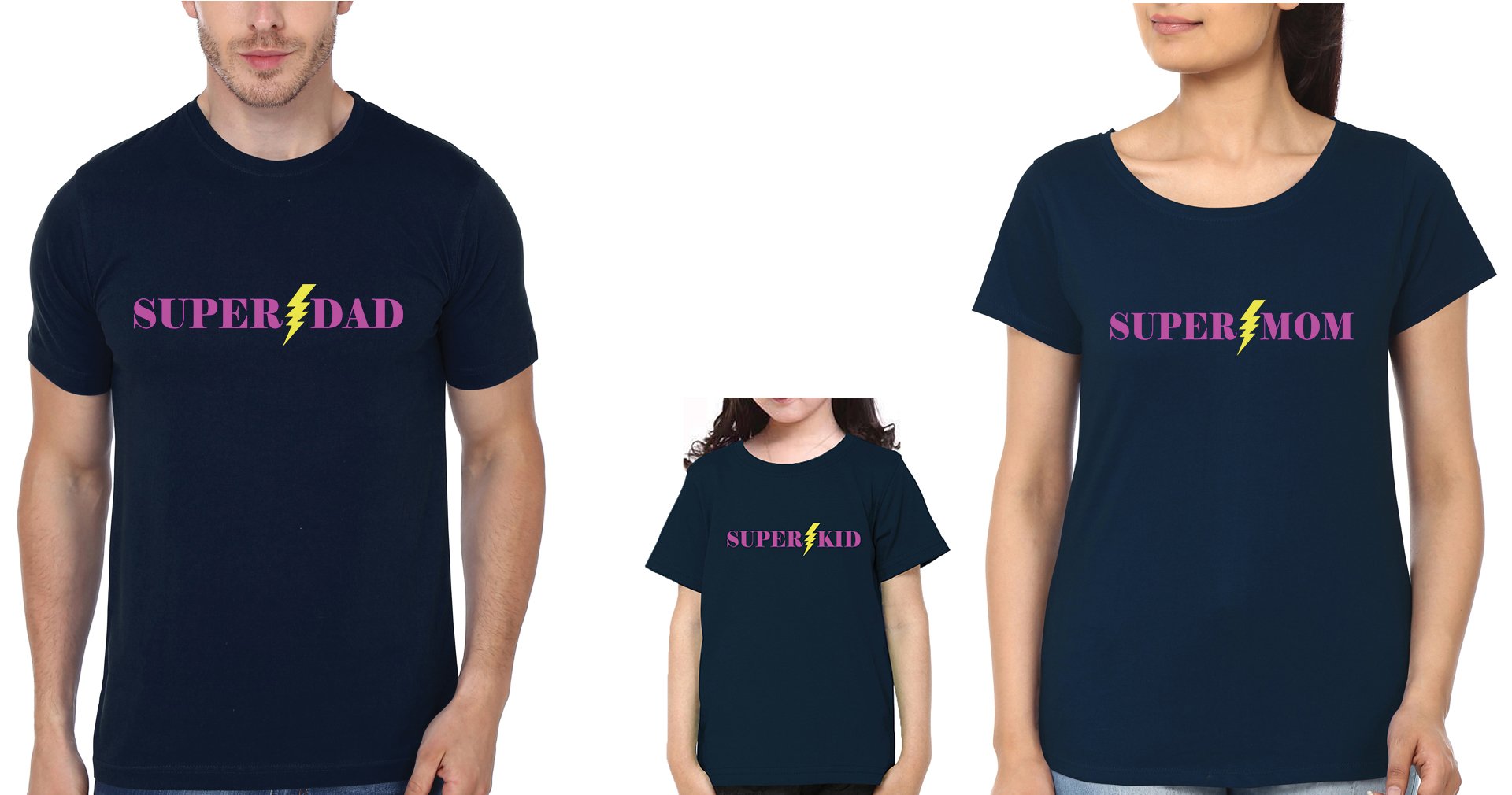 Super Dad Mom Kid Family Half Sleeves T-Shirts-FunkyTradition