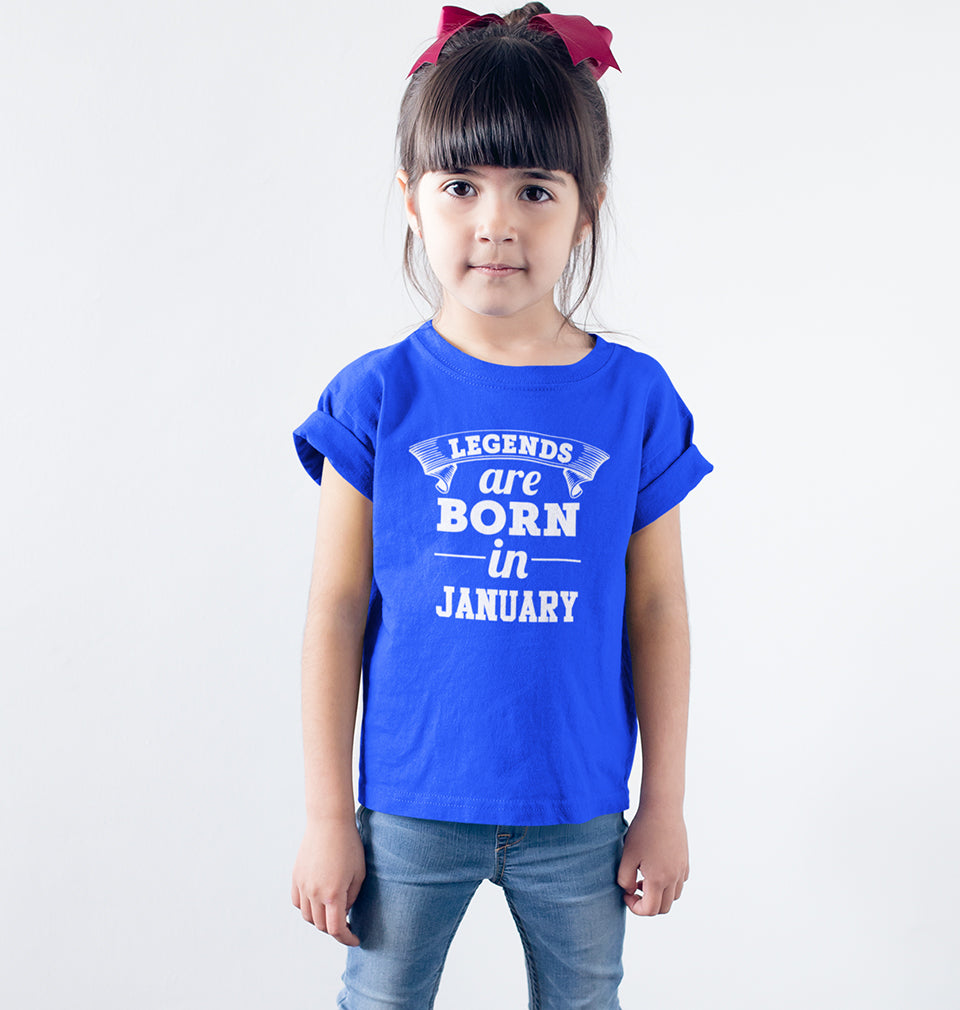 Legends are Born in January Half Sleeves T-Shirt For Girls -FunkyTradition