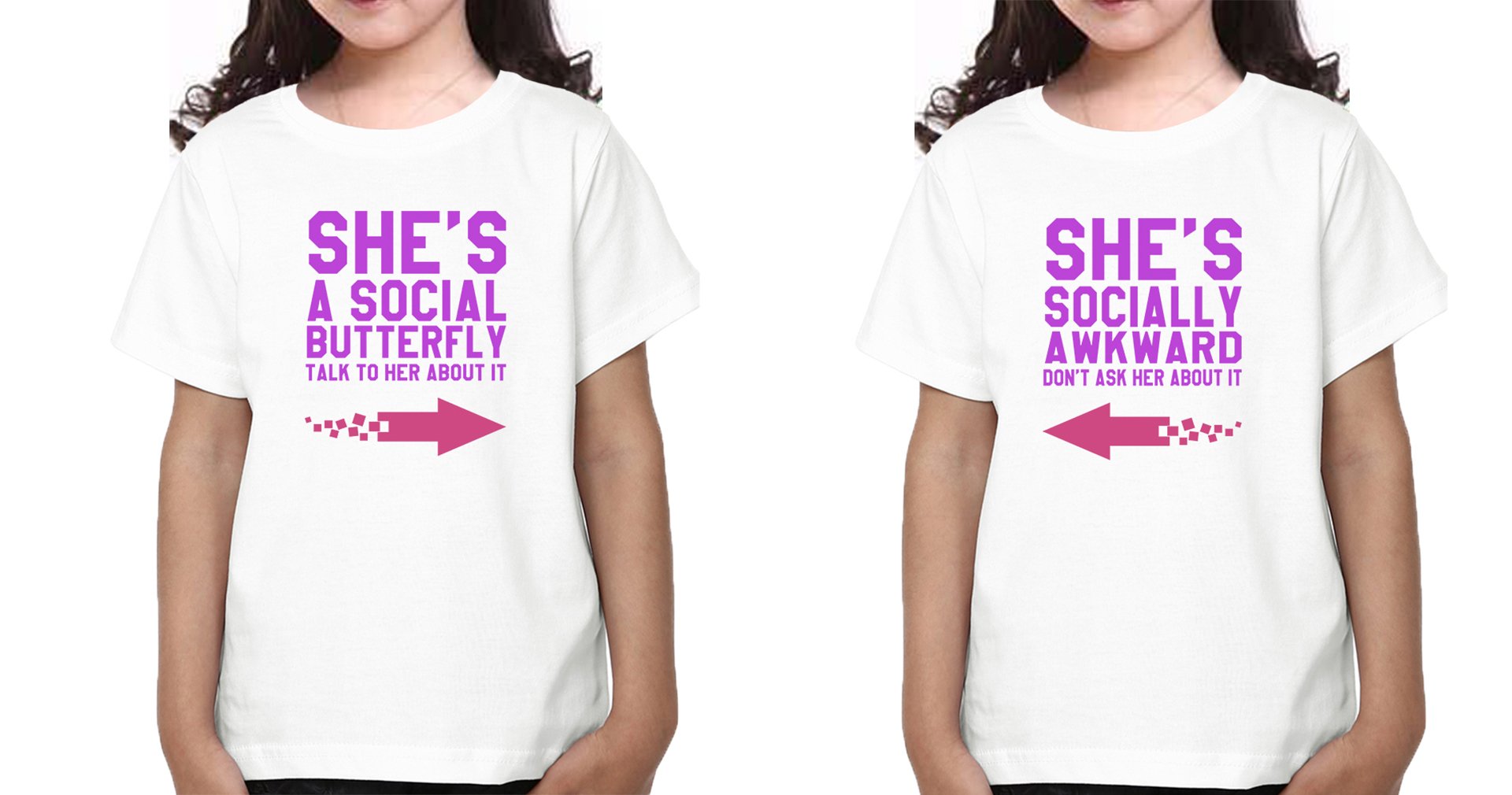 Social Sister-Sister Kids Half Sleeves T-Shirts -FunkyTradition