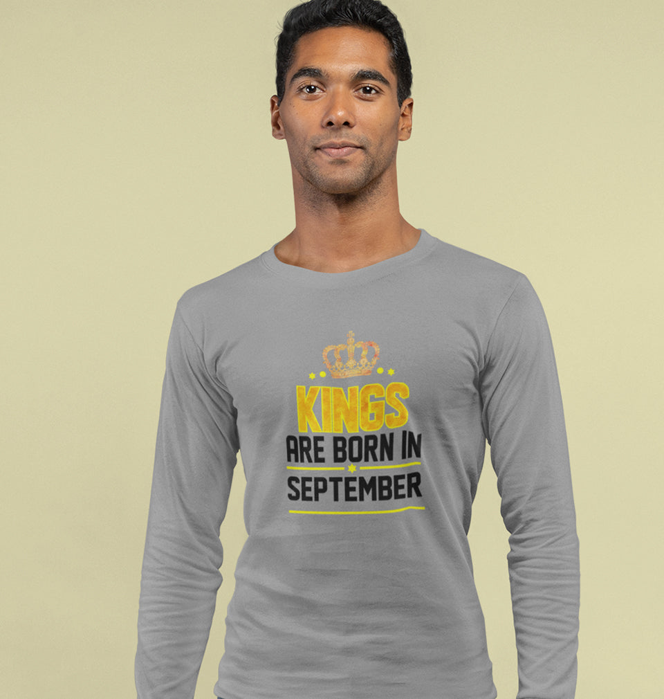Kings Are Born In September Full Sleeves T-Shirt For Men-FunkyTradition