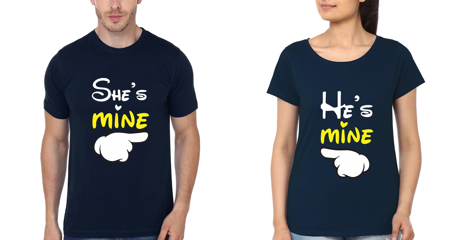 He is Mine She is Mine Couple Half Sleeves T-Shirts -FunkyTradition