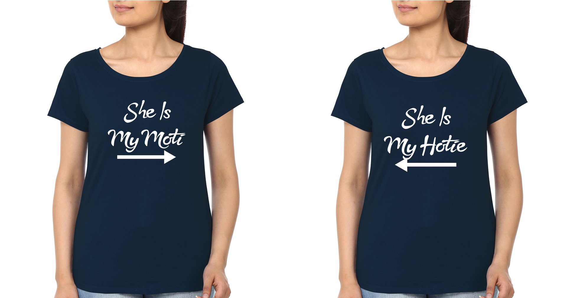 She Is Hotie She Is Moti  BFF Half Sleeves T-Shirts-FunkyTradition