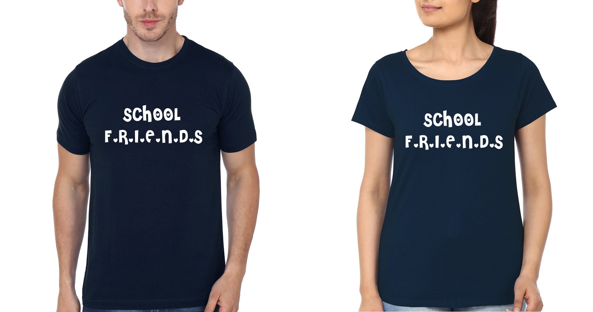 School Friends BFF Half Sleeves T-Shirts-FunkyTradition