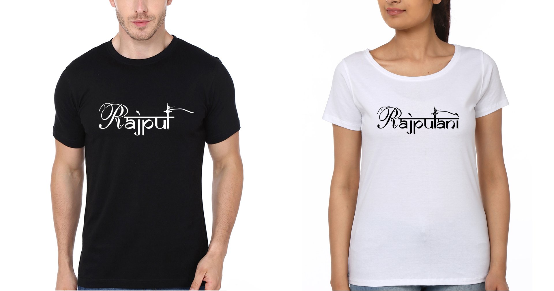 Rajput Rajputani Couple Half Sleeves T-Shirts -FunkyTees