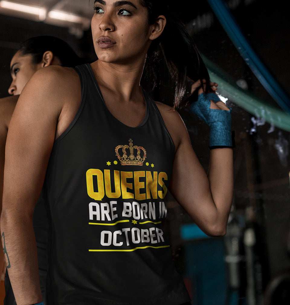 Queens Are Born In October Women Tank Top-FunkyTradition