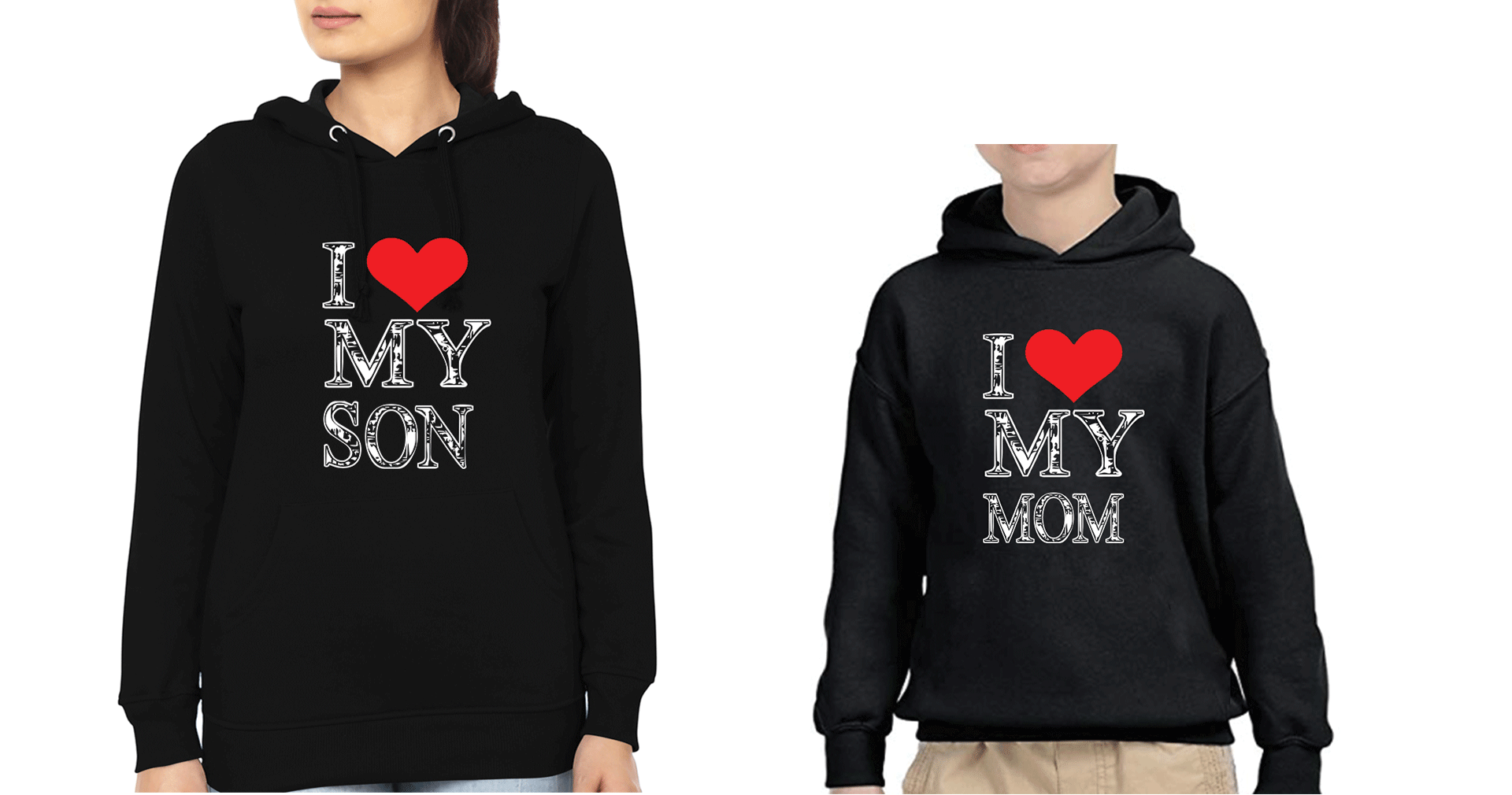 I Love Mom I Love Son Mother and Son Matching Hoodies- FunkyTradition