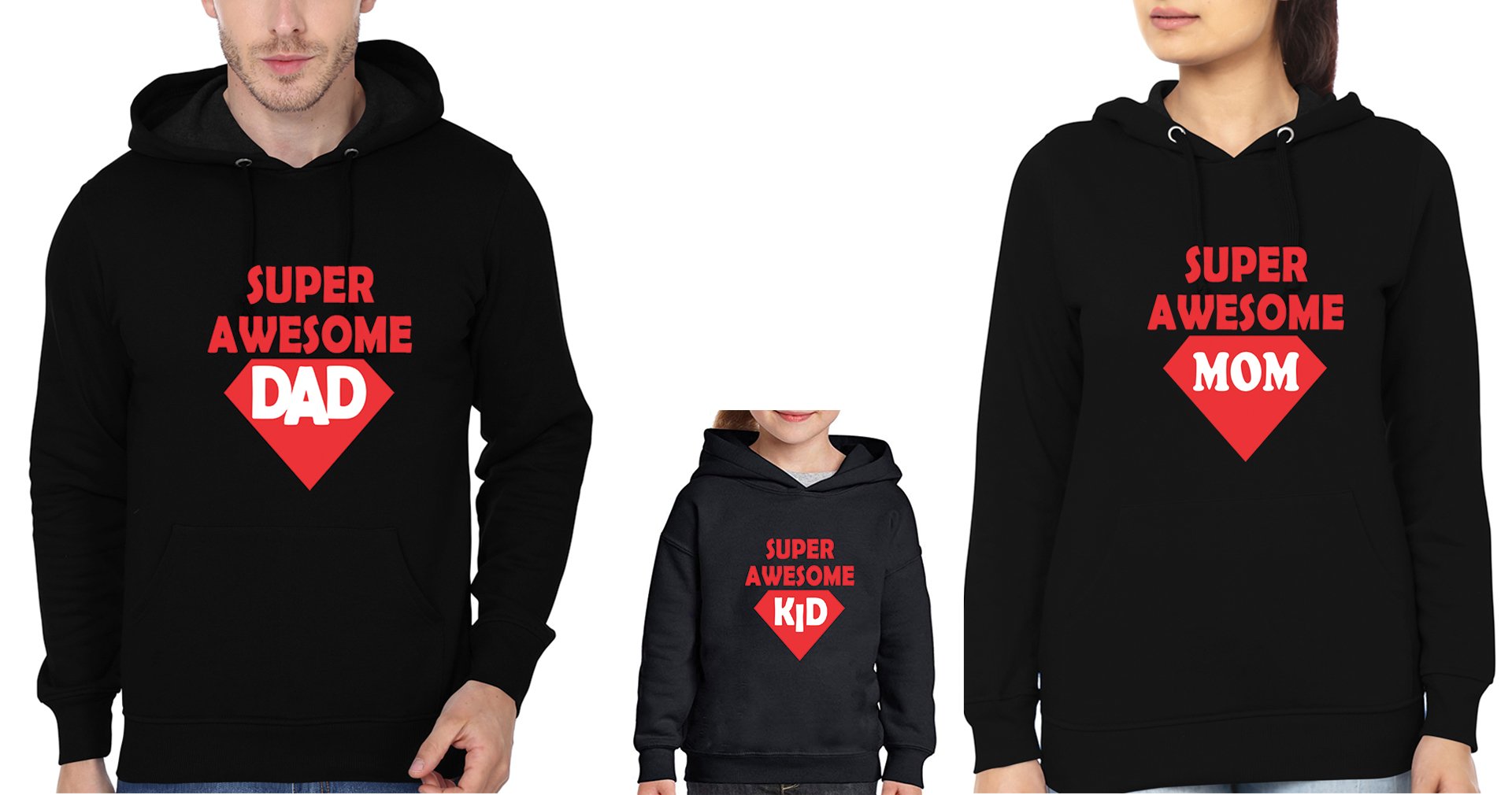 Super awesome dad Mom baby Family Hoodies-FunkyTradition