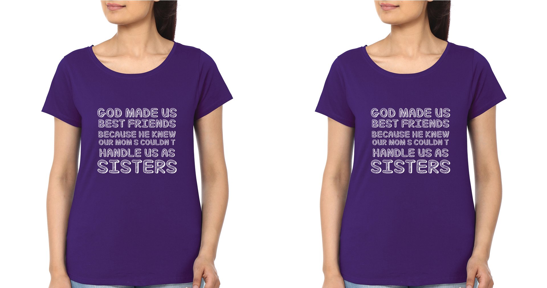 God Made Us Best Friends BFF Half Sleeves T-Shirts-FunkyTradition
