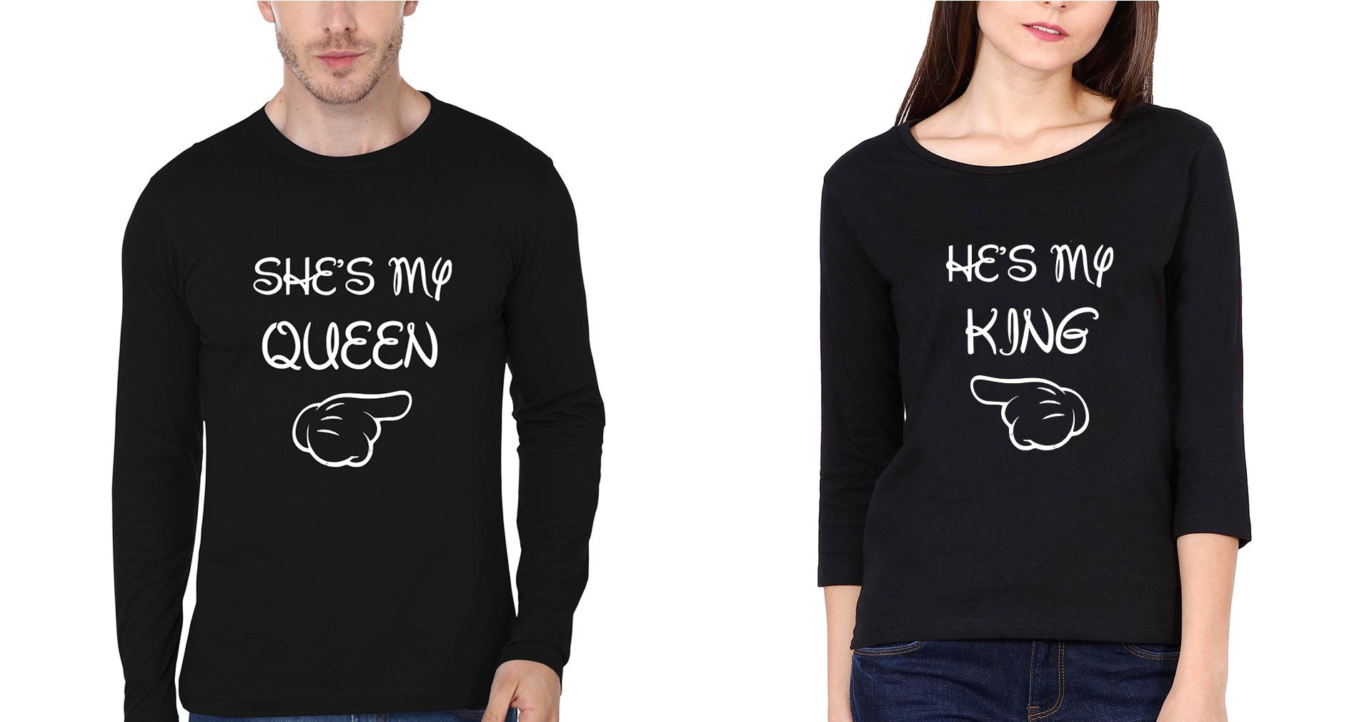 My Queen Couple Full Sleeves T-Shirts -FunkyTradition