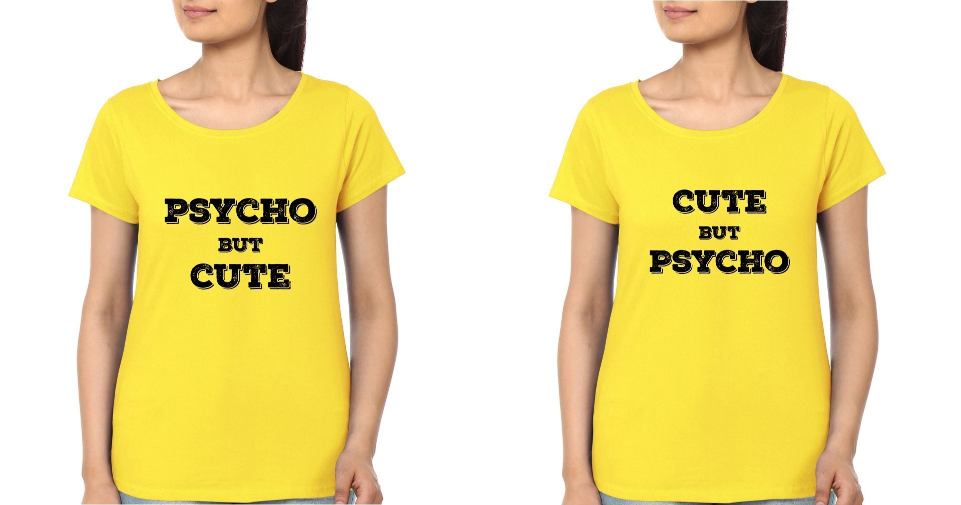 Cute And Psycho Friends BFF Half Sleeves T-Shirts-FunkyTees